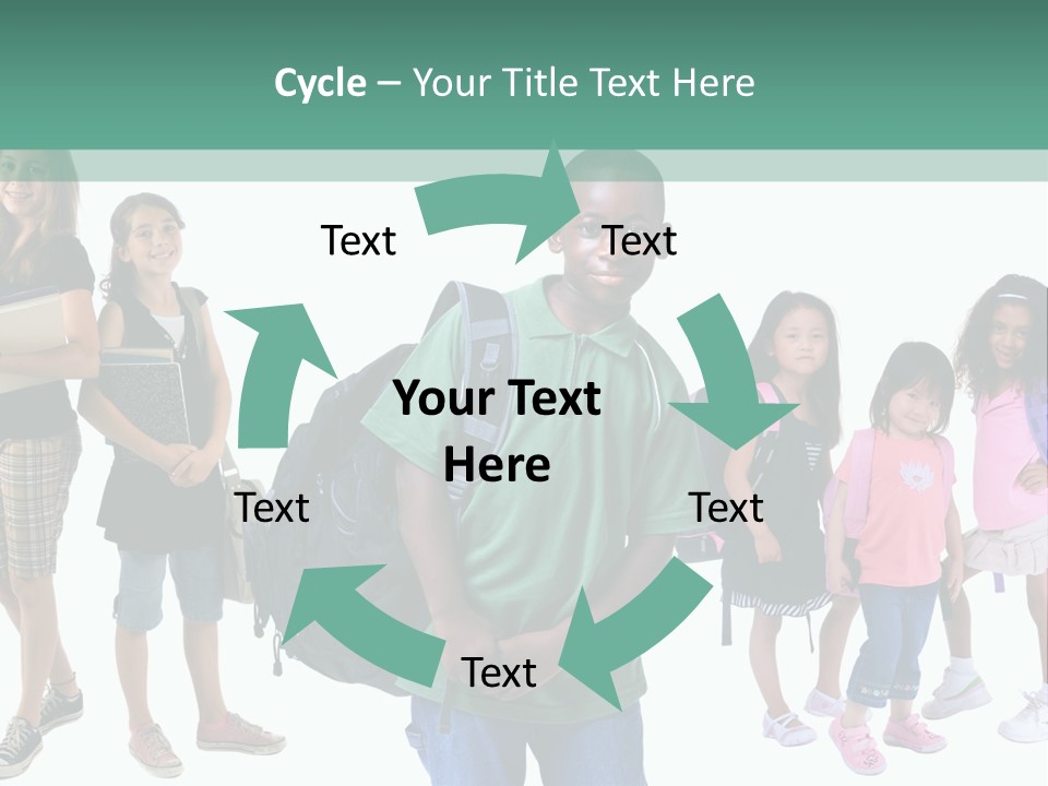 A Group Of Kids With Backpacks Standing In Front Of A White Background PowerPoint Template