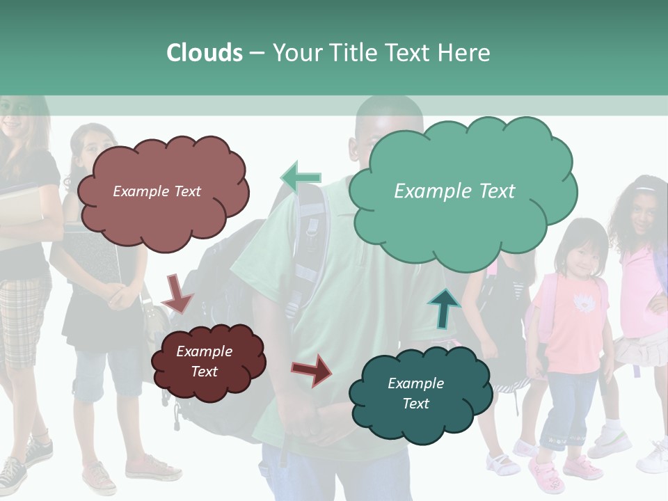 A Group Of Kids With Backpacks Standing In Front Of A White Background PowerPoint Template