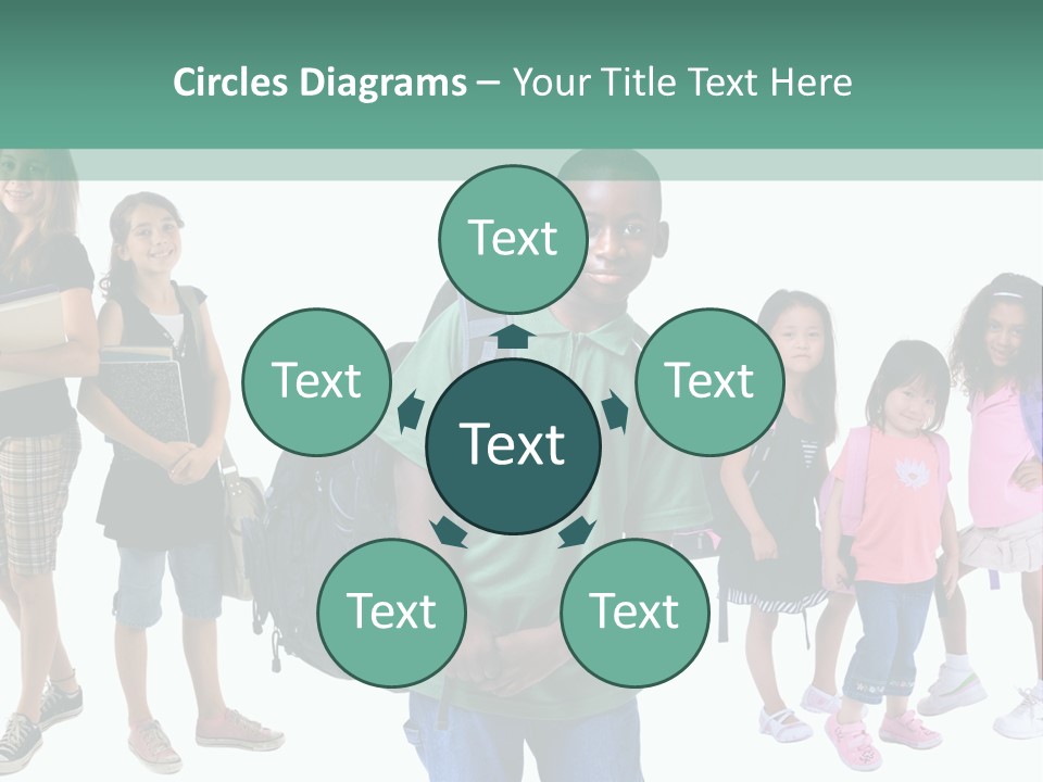 A Group Of Kids With Backpacks Standing In Front Of A White Background PowerPoint Template