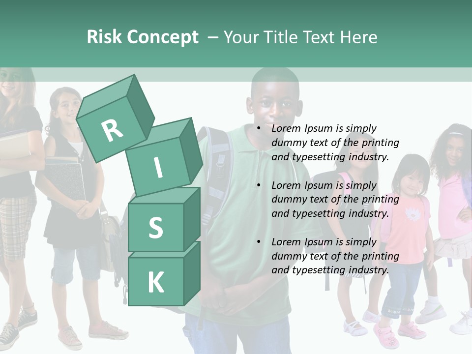 A Group Of Kids With Backpacks Standing In Front Of A White Background PowerPoint Template
