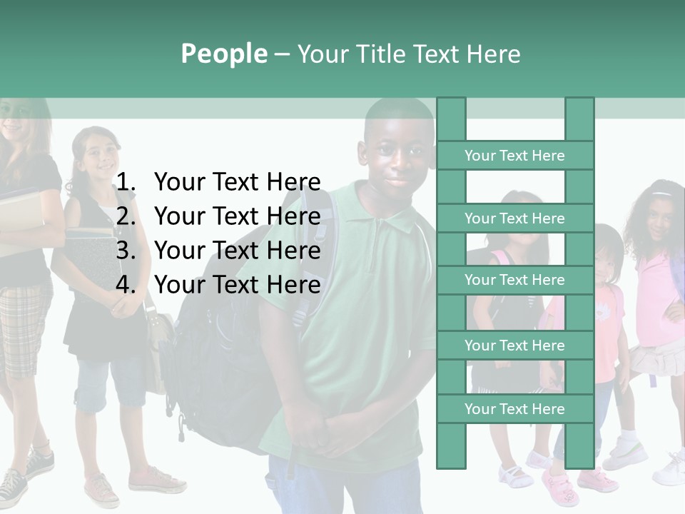 A Group Of Kids With Backpacks Standing In Front Of A White Background PowerPoint Template