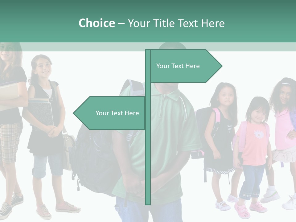 A Group Of Kids With Backpacks Standing In Front Of A White Background PowerPoint Template