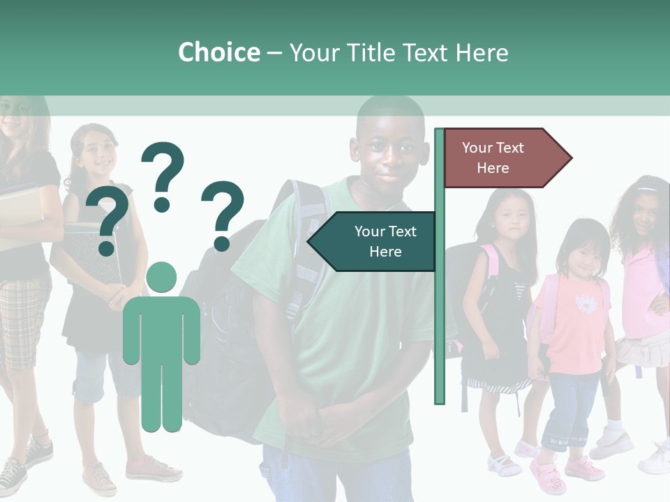 A Group Of Kids With Backpacks Standing In Front Of A White Background PowerPoint Template