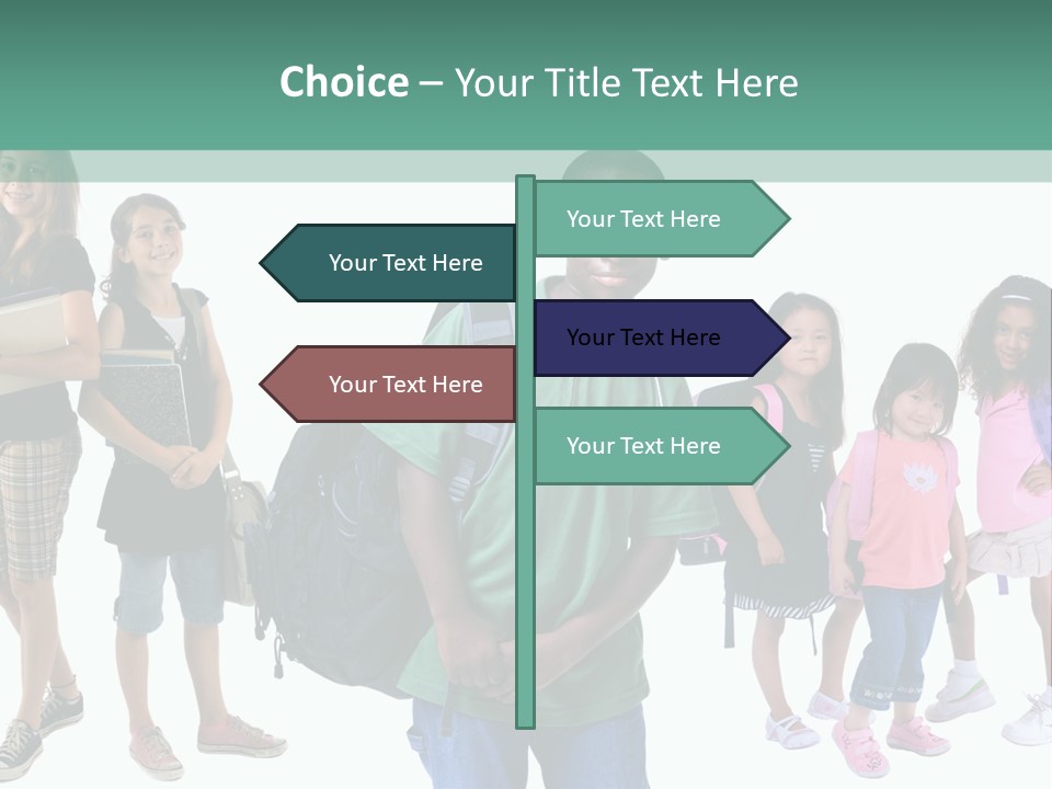 A Group Of Kids With Backpacks Standing In Front Of A White Background PowerPoint Template
