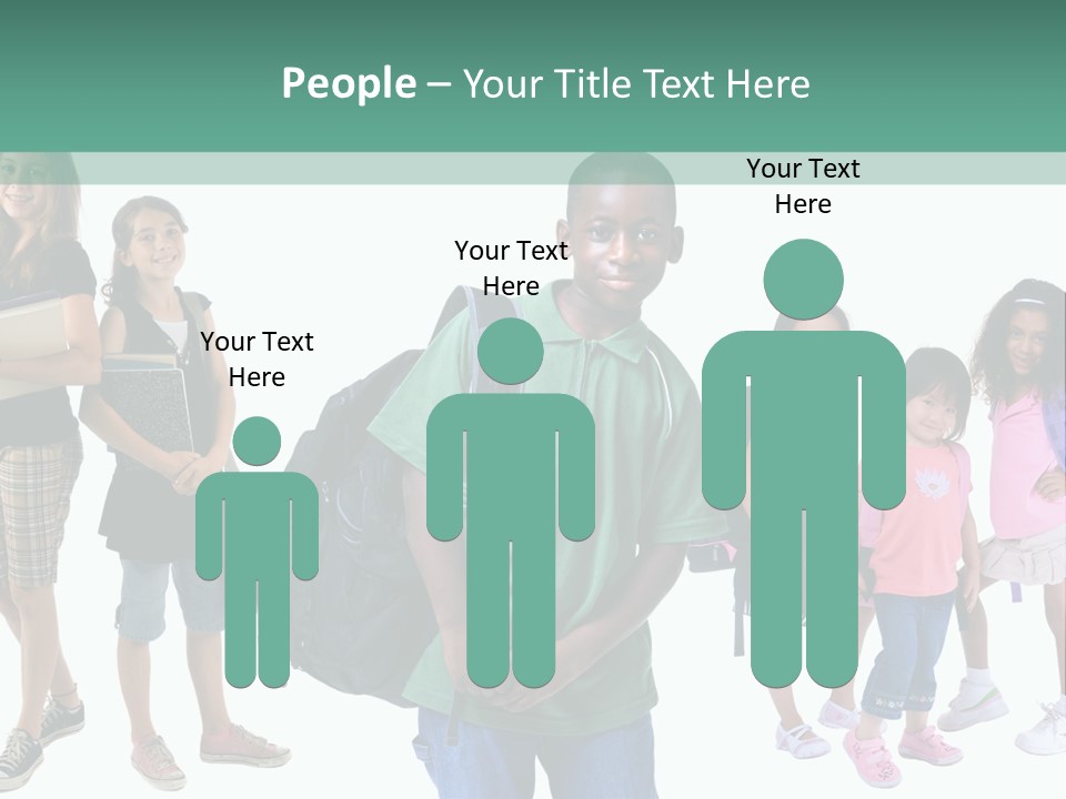 A Group Of Kids With Backpacks Standing In Front Of A White Background PowerPoint Template