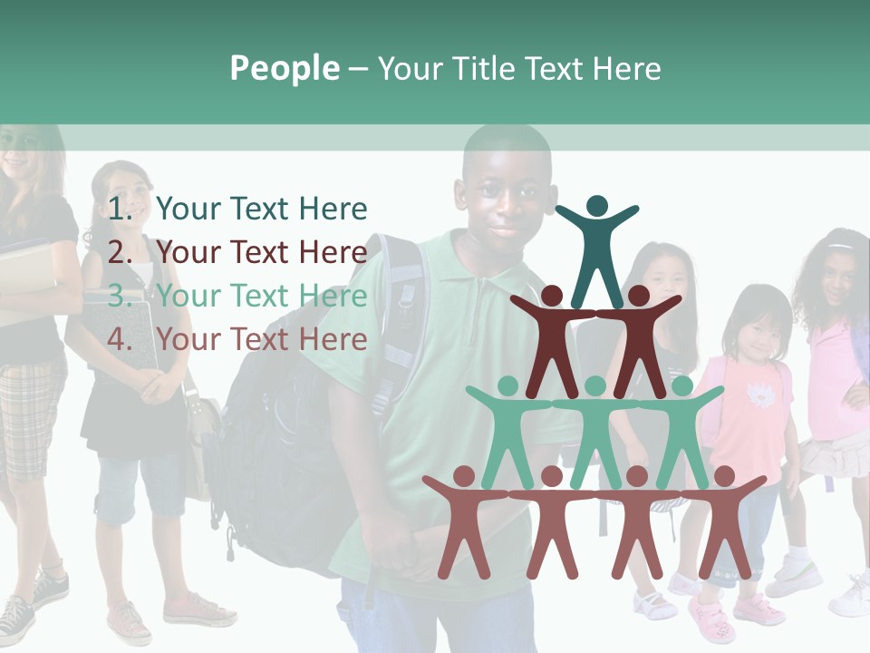 A Group Of Kids With Backpacks Standing In Front Of A White Background PowerPoint Template