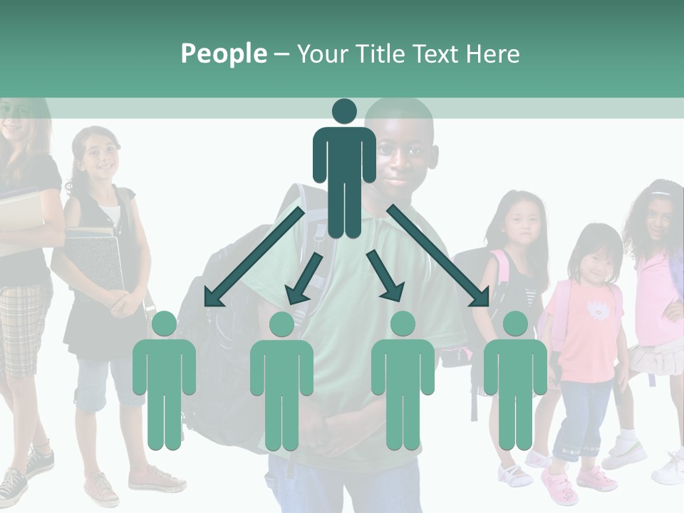 A Group Of Kids With Backpacks Standing In Front Of A White Background PowerPoint Template