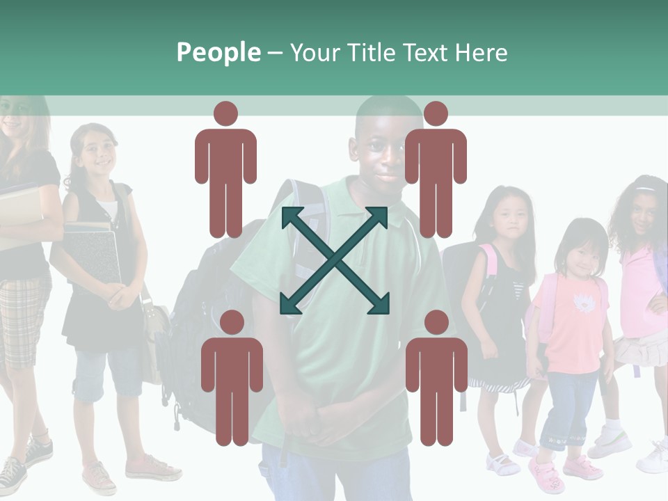 A Group Of Kids With Backpacks Standing In Front Of A White Background PowerPoint Template