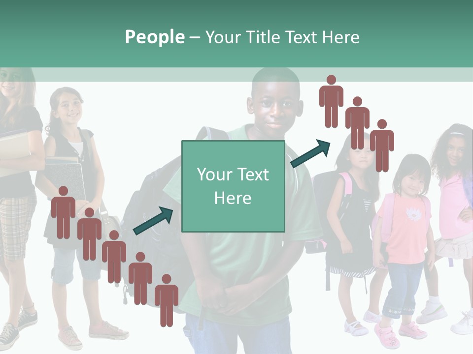 A Group Of Kids With Backpacks Standing In Front Of A White Background PowerPoint Template