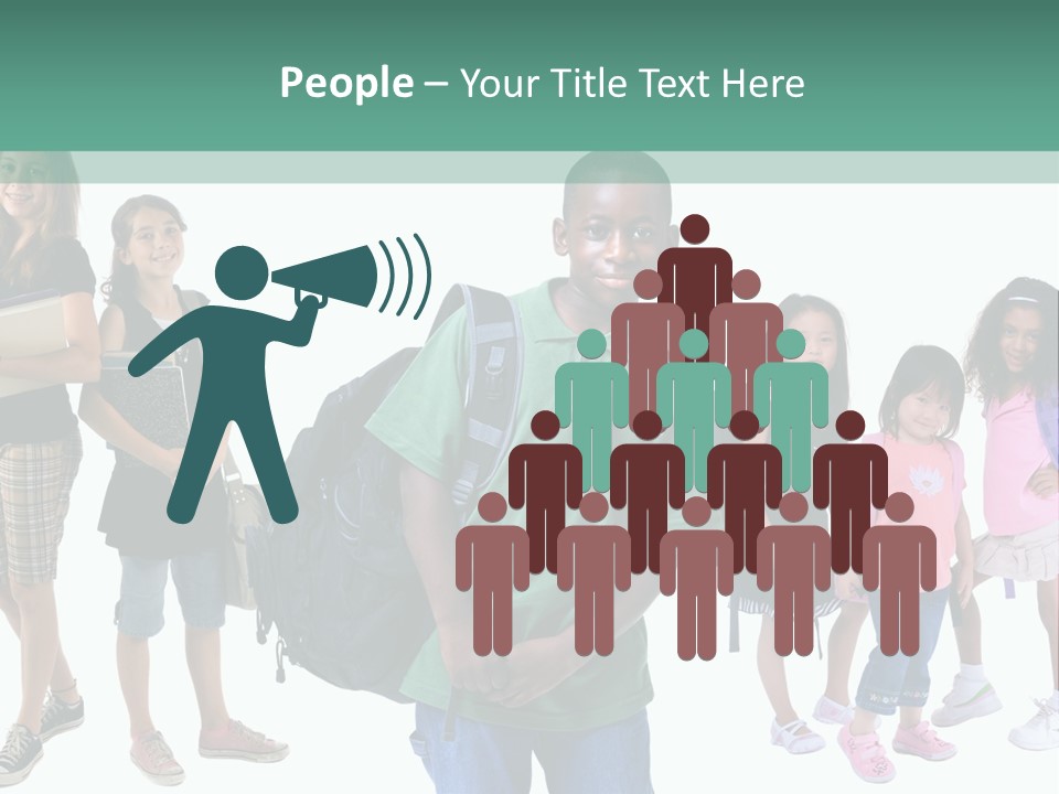 A Group Of Kids With Backpacks Standing In Front Of A White Background PowerPoint Template