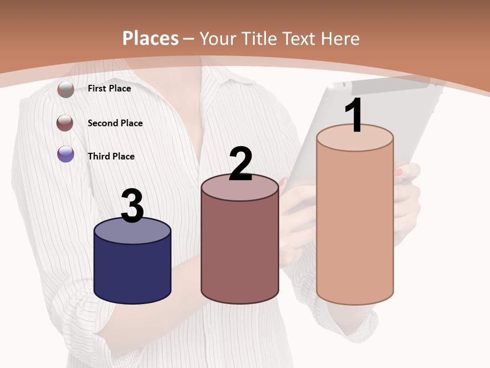 A Woman Holding A Tablet Computer In Her Hands PowerPoint Template