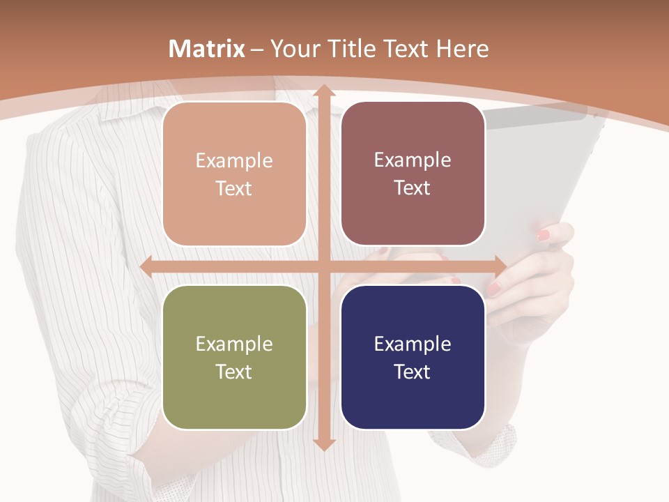 A Woman Holding A Tablet Computer In Her Hands PowerPoint Template