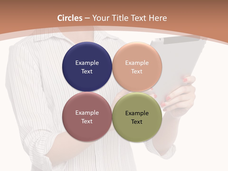 A Woman Holding A Tablet Computer In Her Hands PowerPoint Template