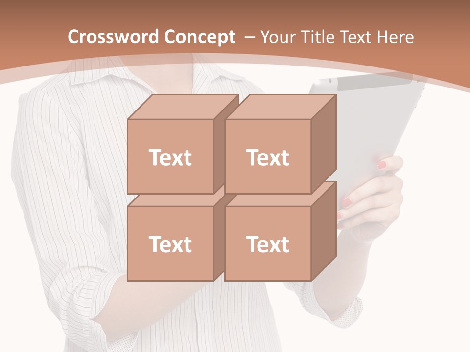 A Woman Holding A Tablet Computer In Her Hands PowerPoint Template