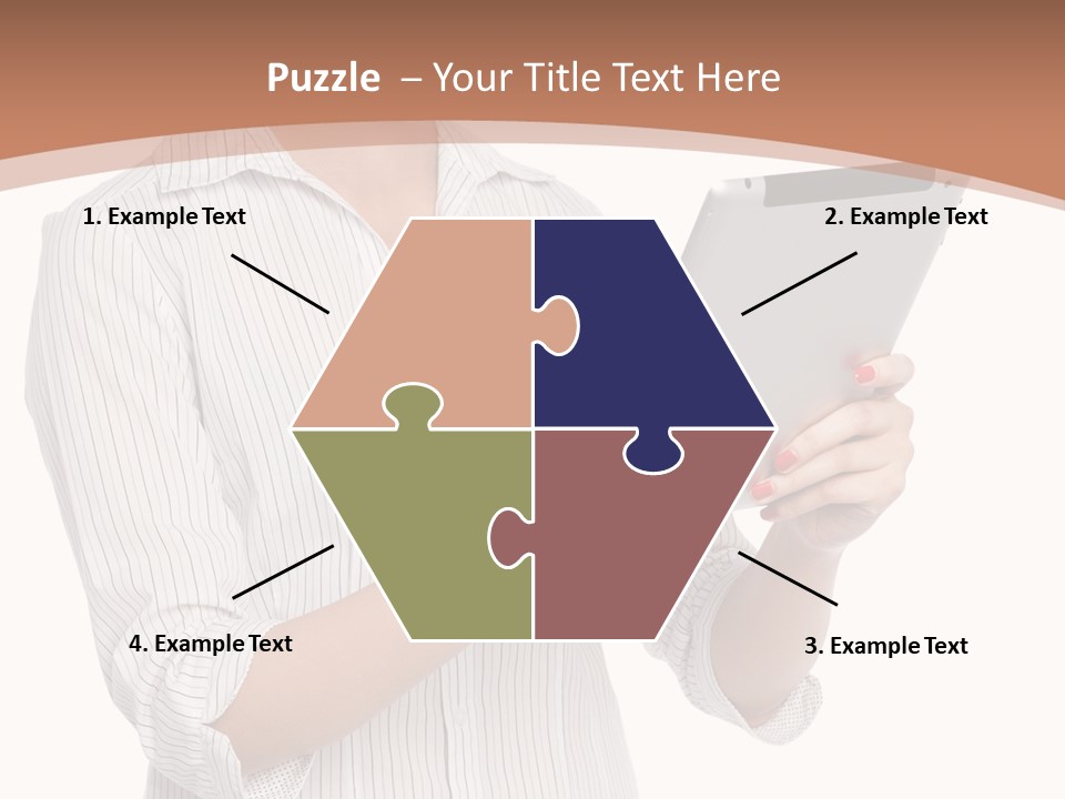 A Woman Holding A Tablet Computer In Her Hands PowerPoint Template