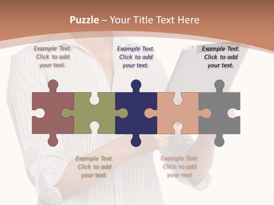 A Woman Holding A Tablet Computer In Her Hands PowerPoint Template