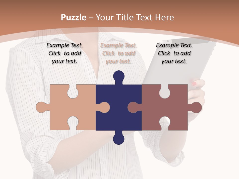 A Woman Holding A Tablet Computer In Her Hands PowerPoint Template