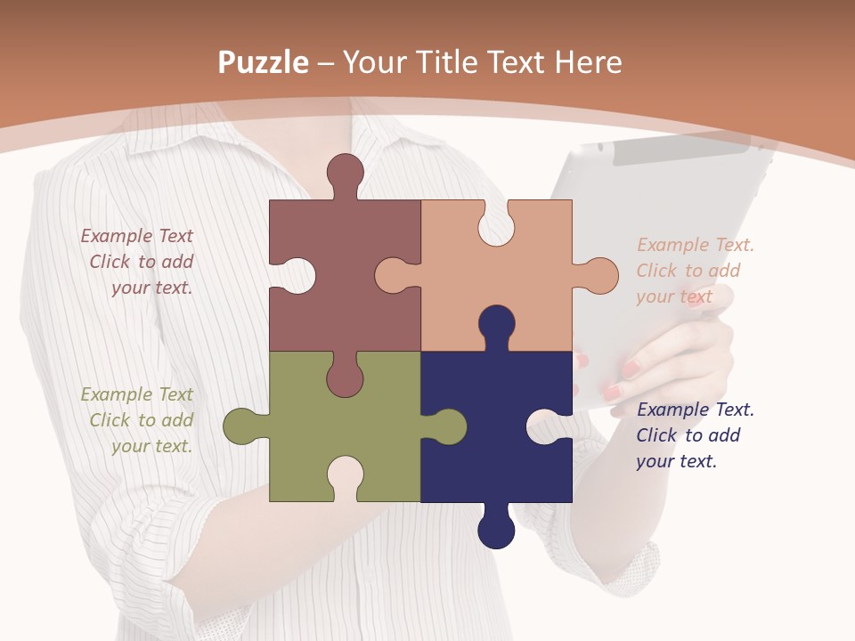 A Woman Holding A Tablet Computer In Her Hands PowerPoint Template