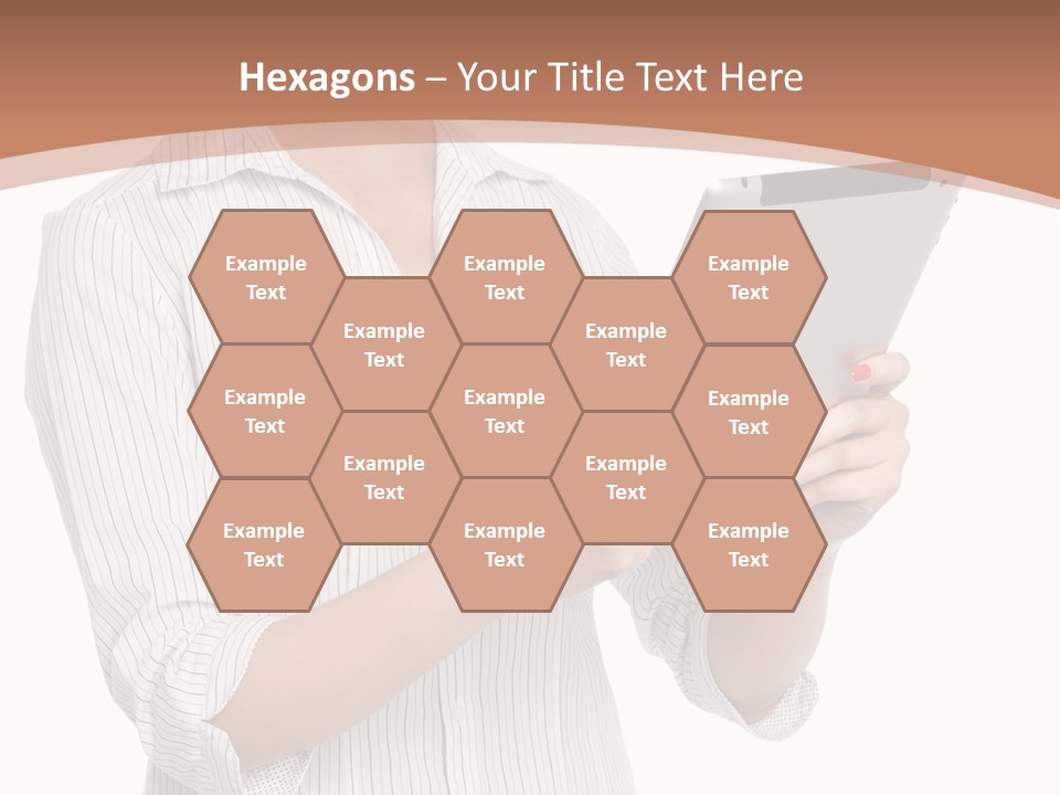 A Woman Holding A Tablet Computer In Her Hands PowerPoint Template