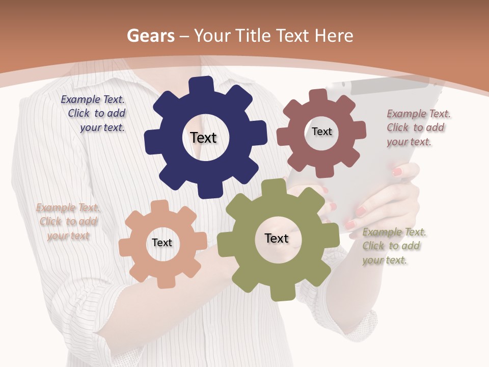 A Woman Holding A Tablet Computer In Her Hands PowerPoint Template