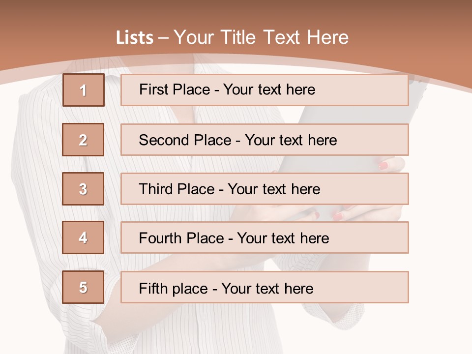A Woman Holding A Tablet Computer In Her Hands PowerPoint Template