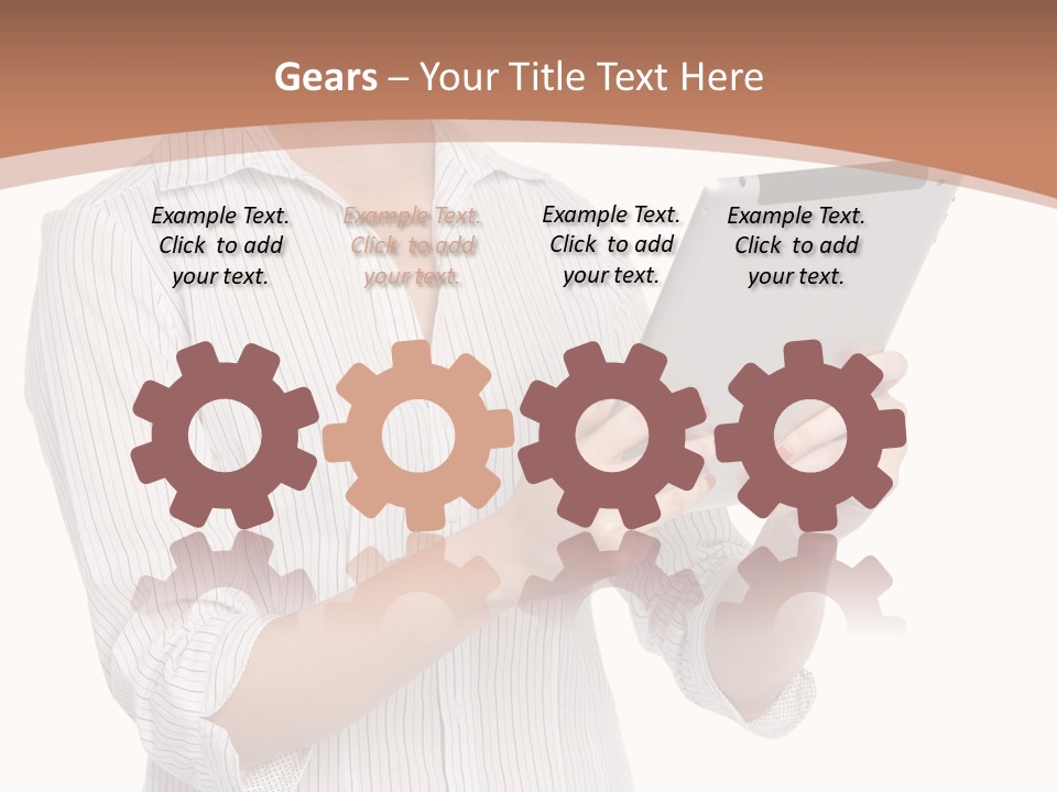 A Woman Holding A Tablet Computer In Her Hands PowerPoint Template