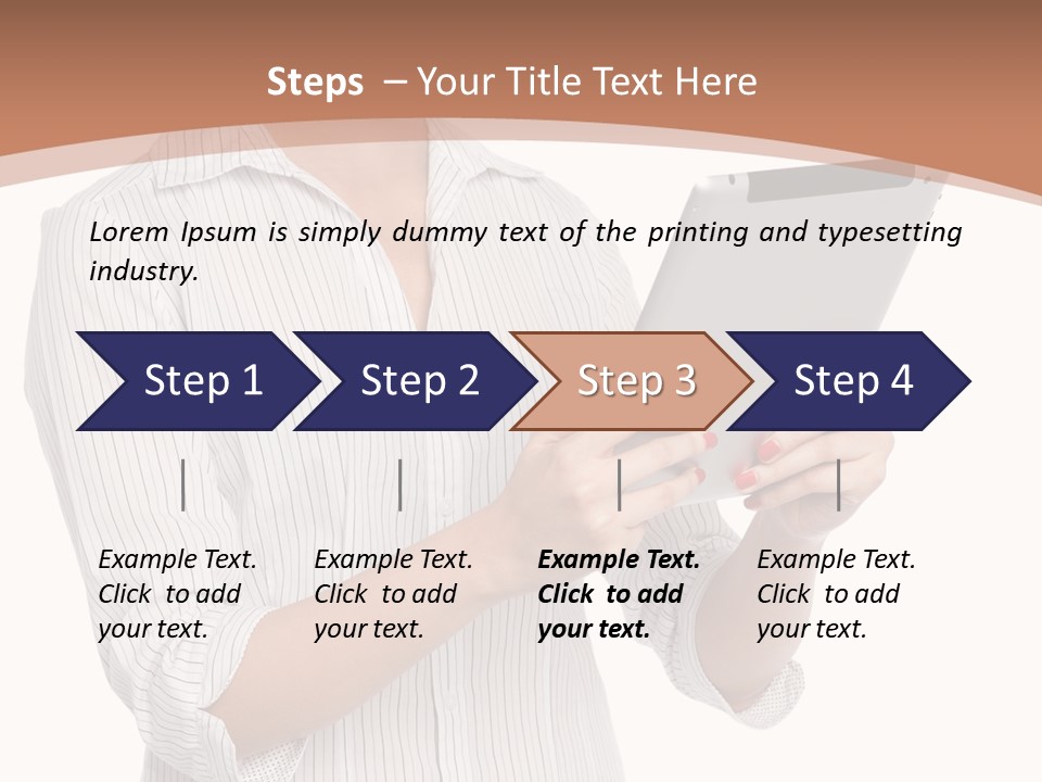 A Woman Holding A Tablet Computer In Her Hands PowerPoint Template
