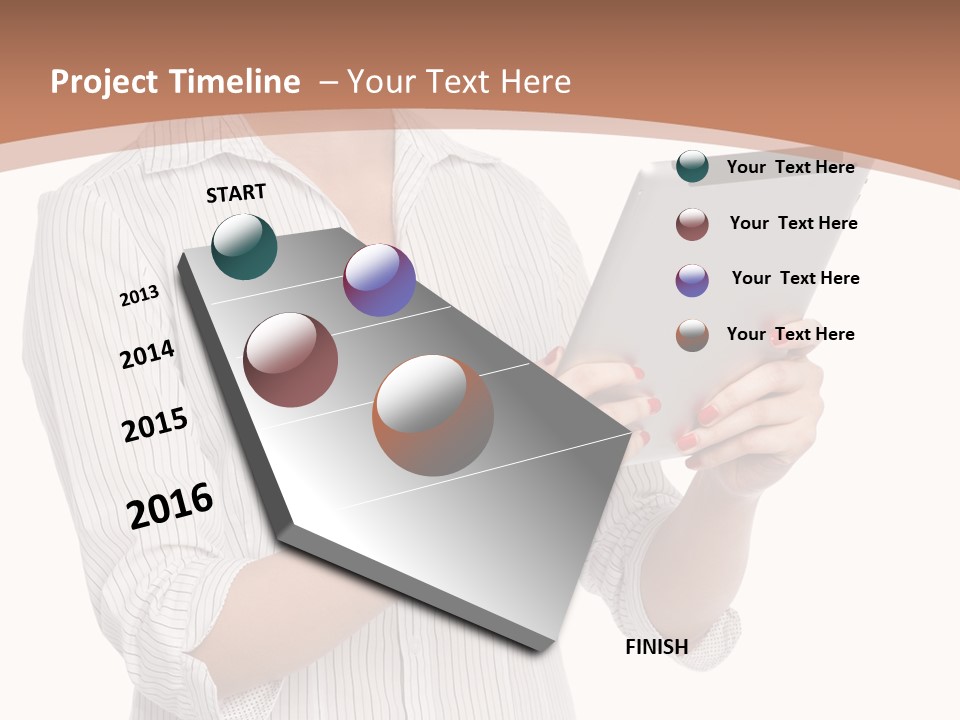 A Woman Holding A Tablet Computer In Her Hands PowerPoint Template