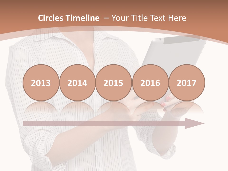 A Woman Holding A Tablet Computer In Her Hands PowerPoint Template