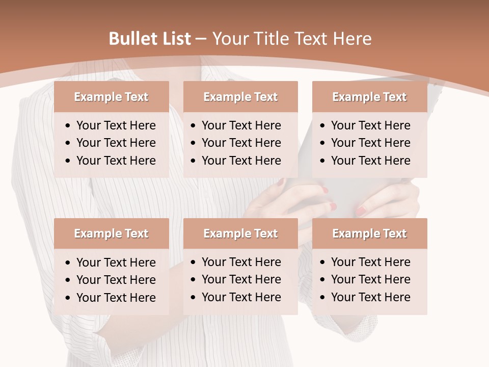 A Woman Holding A Tablet Computer In Her Hands PowerPoint Template