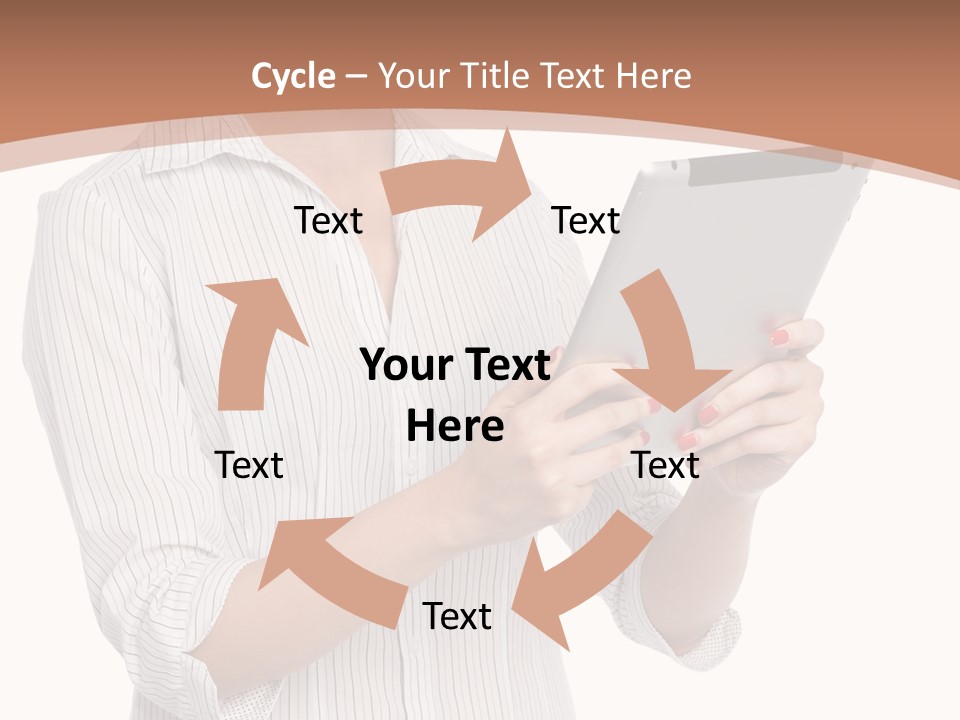 A Woman Holding A Tablet Computer In Her Hands PowerPoint Template