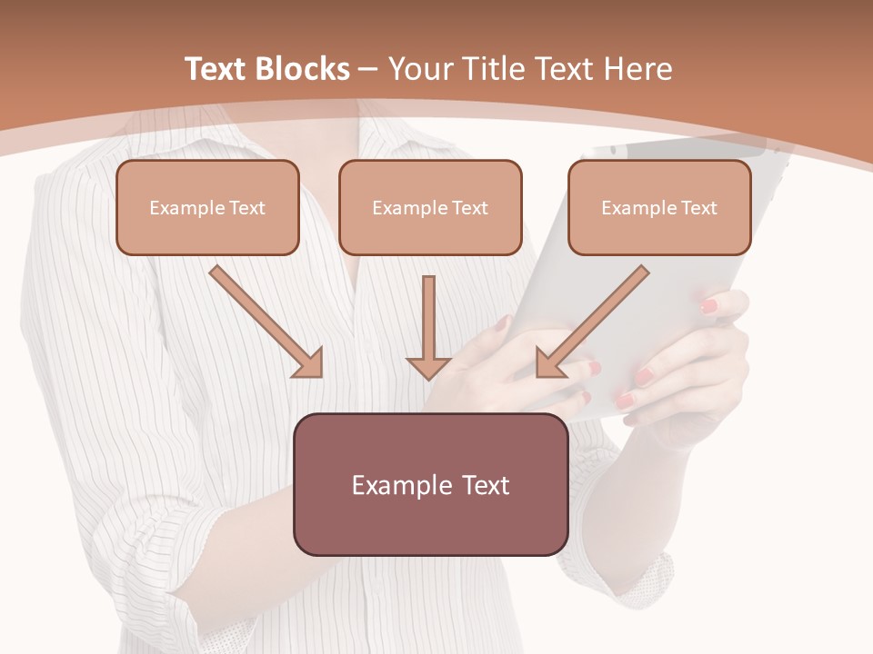 A Woman Holding A Tablet Computer In Her Hands PowerPoint Template