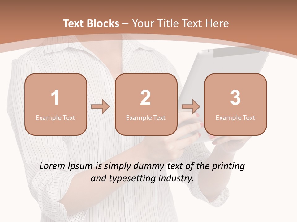 A Woman Holding A Tablet Computer In Her Hands PowerPoint Template