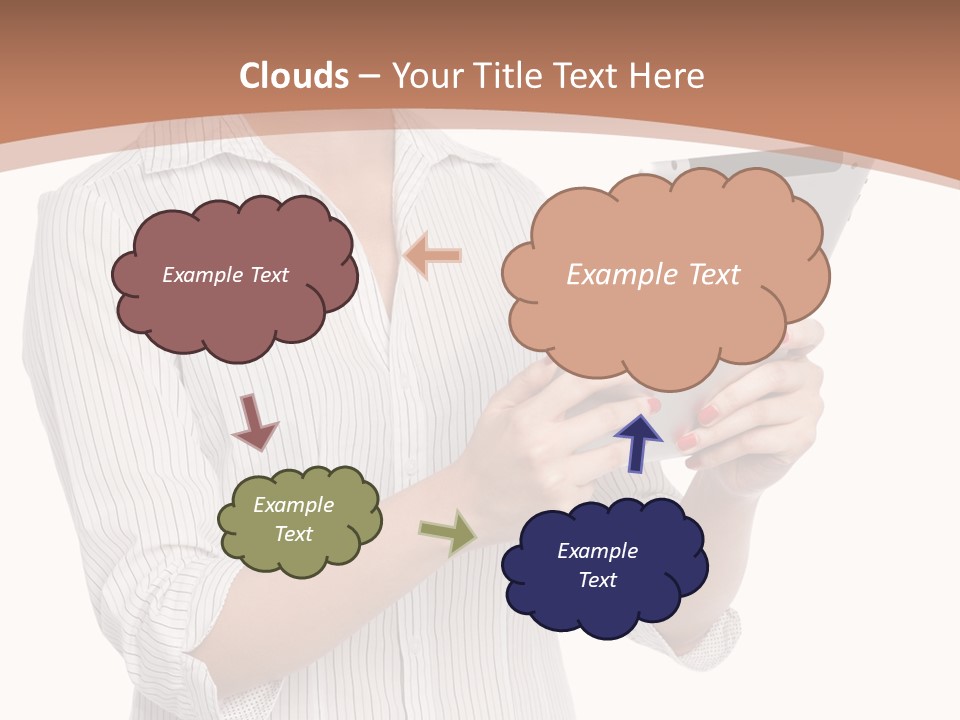 A Woman Holding A Tablet Computer In Her Hands PowerPoint Template