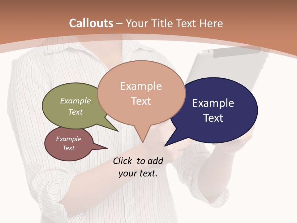 A Woman Holding A Tablet Computer In Her Hands PowerPoint Template