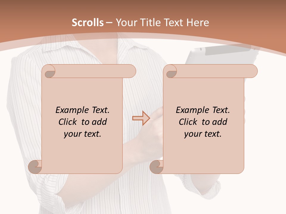 A Woman Holding A Tablet Computer In Her Hands PowerPoint Template
