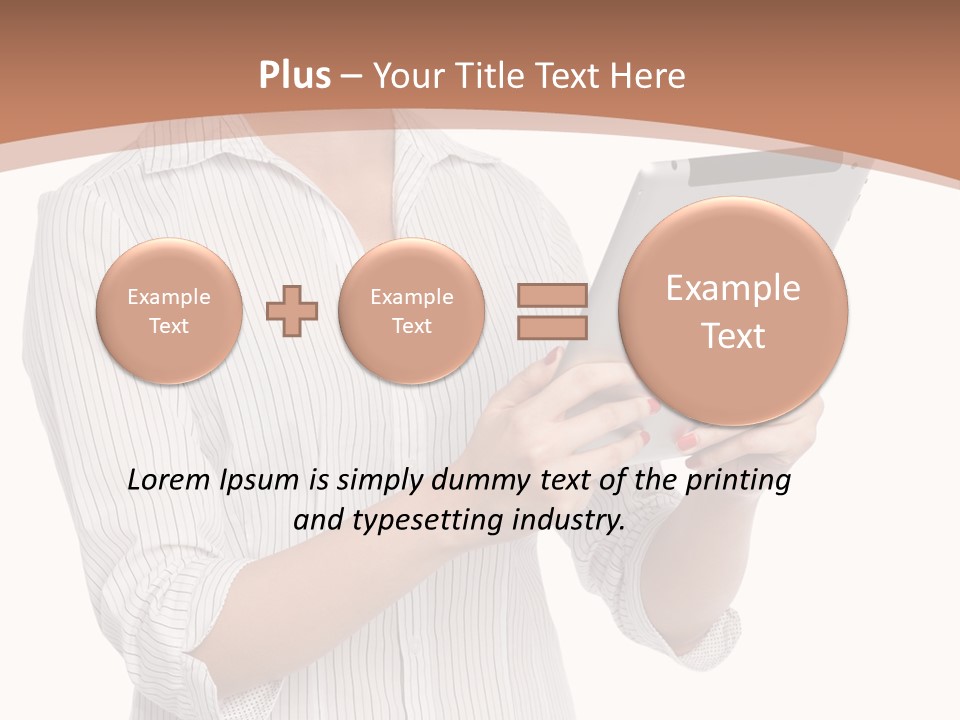 A Woman Holding A Tablet Computer In Her Hands PowerPoint Template