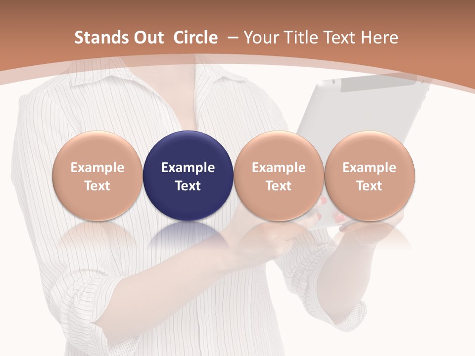 A Woman Holding A Tablet Computer In Her Hands PowerPoint Template