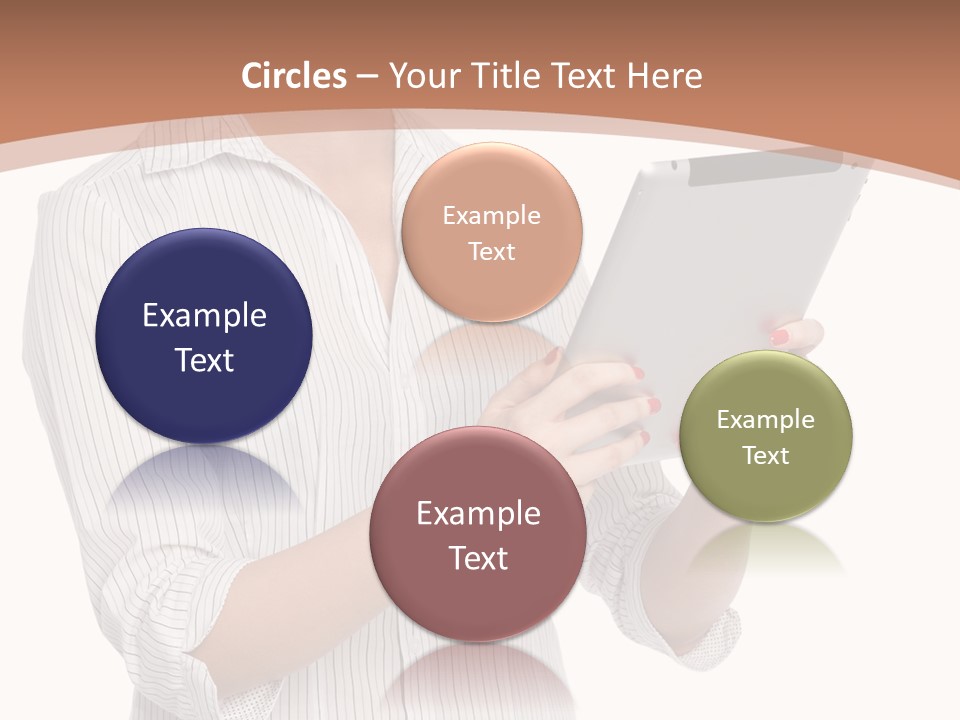 A Woman Holding A Tablet Computer In Her Hands PowerPoint Template