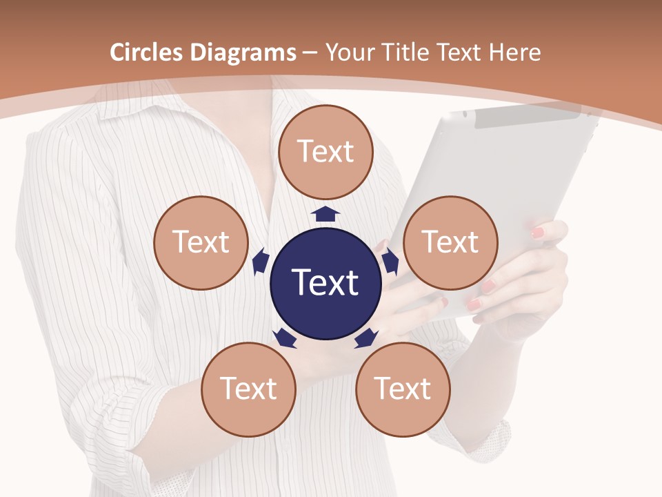 A Woman Holding A Tablet Computer In Her Hands PowerPoint Template