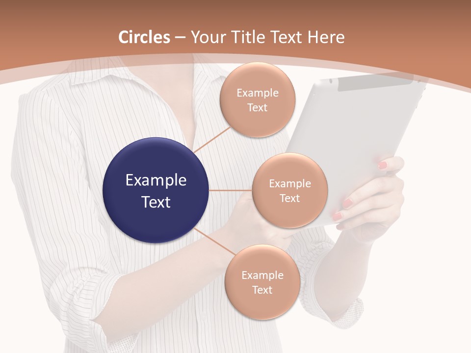 A Woman Holding A Tablet Computer In Her Hands PowerPoint Template