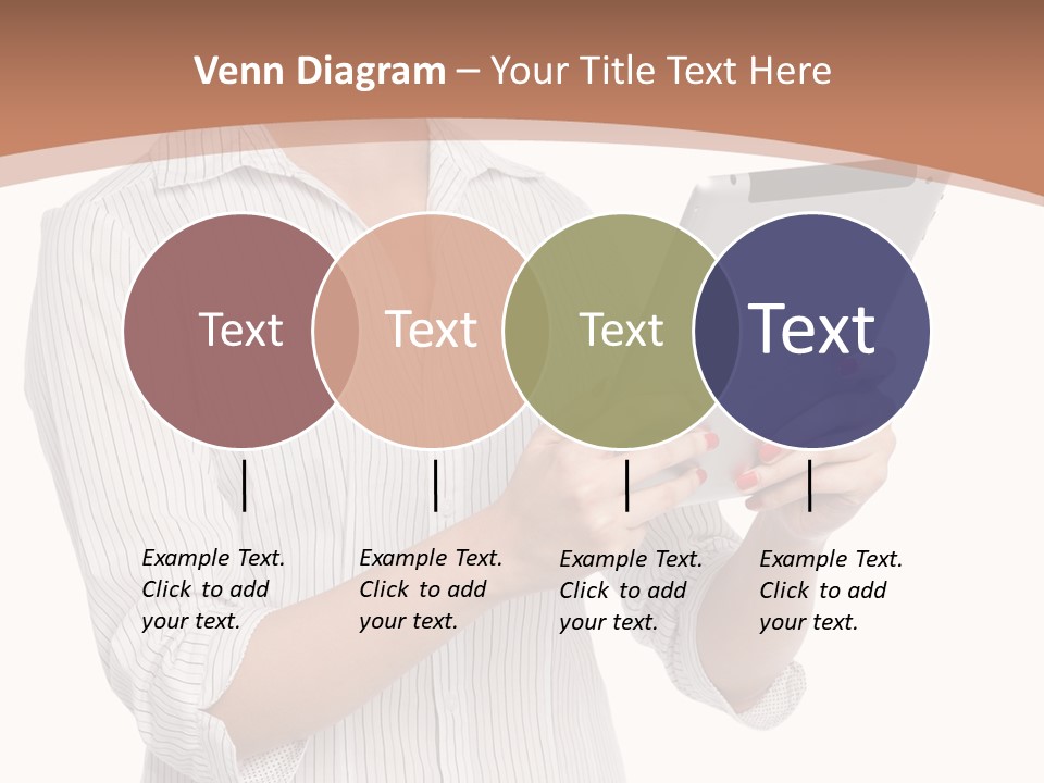 A Woman Holding A Tablet Computer In Her Hands PowerPoint Template