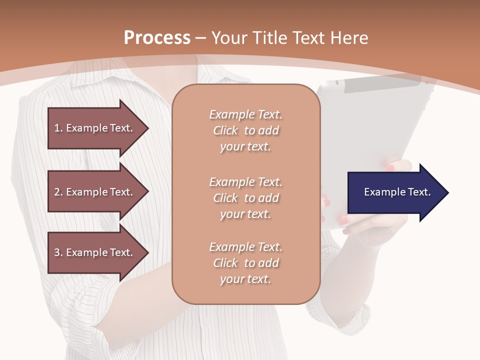 A Woman Holding A Tablet Computer In Her Hands PowerPoint Template
