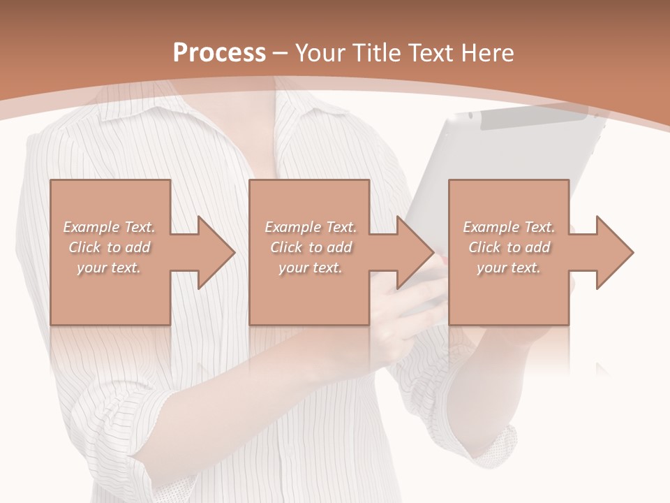 A Woman Holding A Tablet Computer In Her Hands PowerPoint Template
