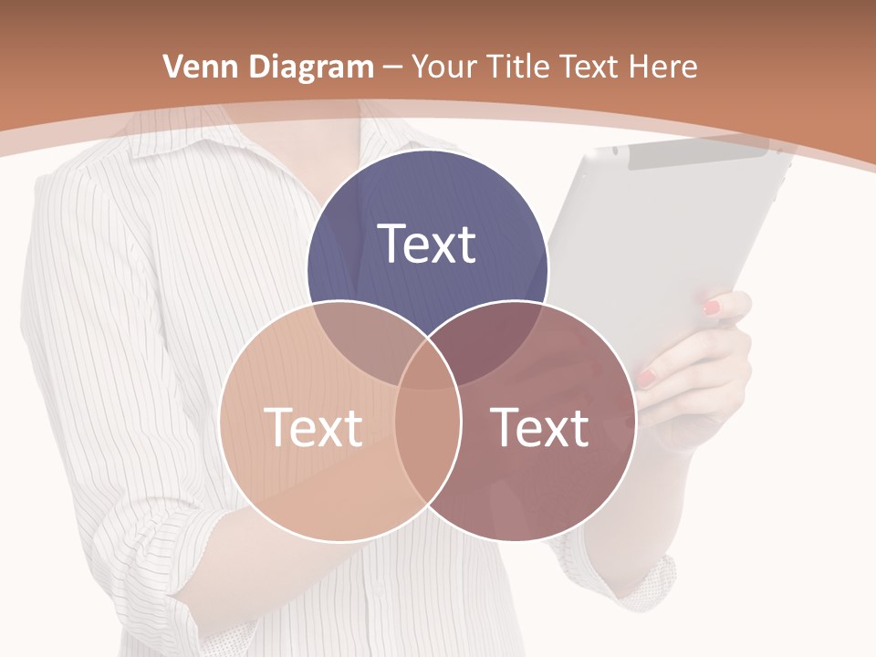 A Woman Holding A Tablet Computer In Her Hands PowerPoint Template