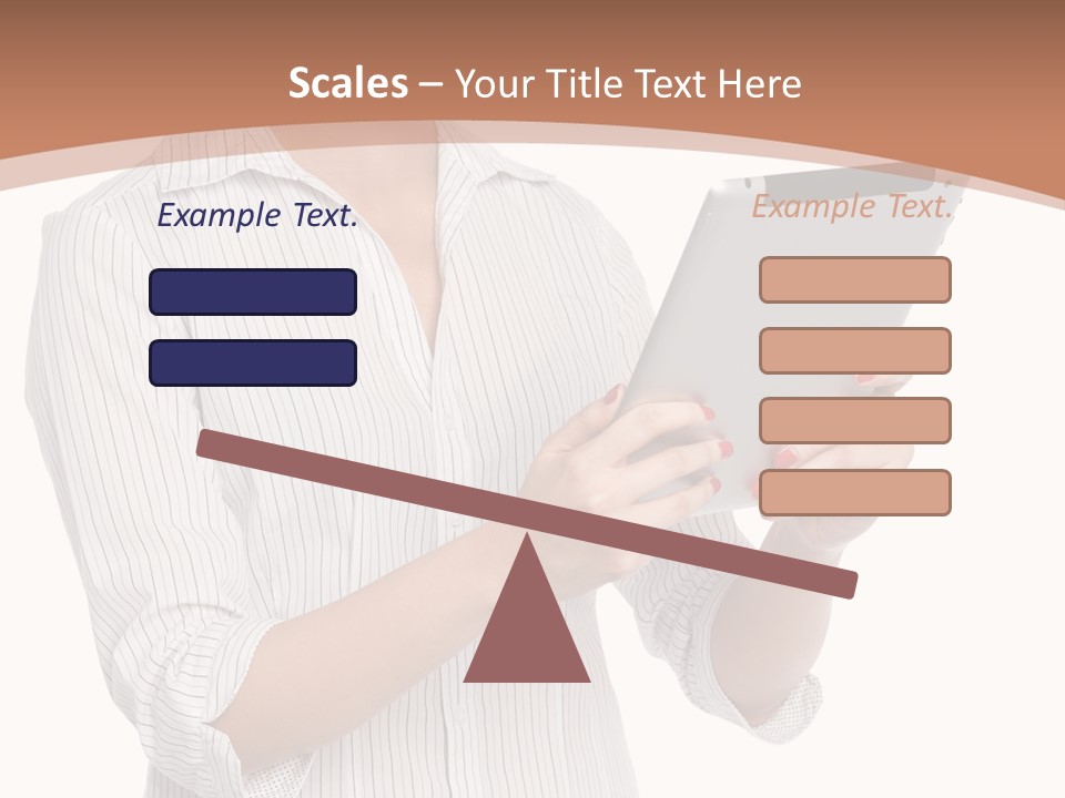A Woman Holding A Tablet Computer In Her Hands PowerPoint Template