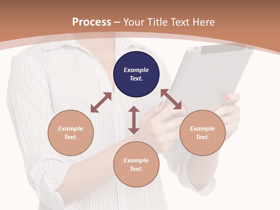 A Woman Holding A Tablet Computer In Her Hands PowerPoint Template