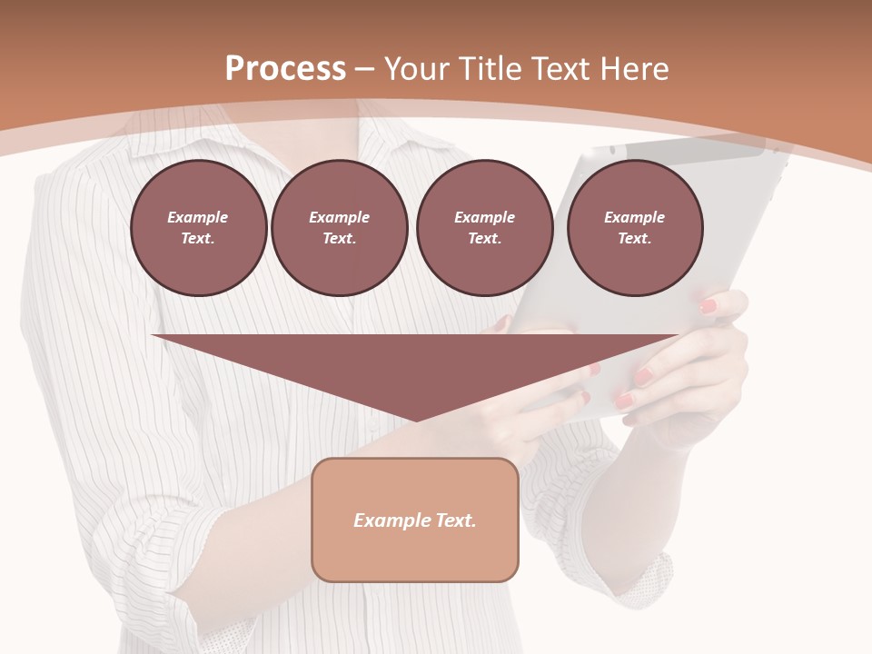 A Woman Holding A Tablet Computer In Her Hands PowerPoint Template