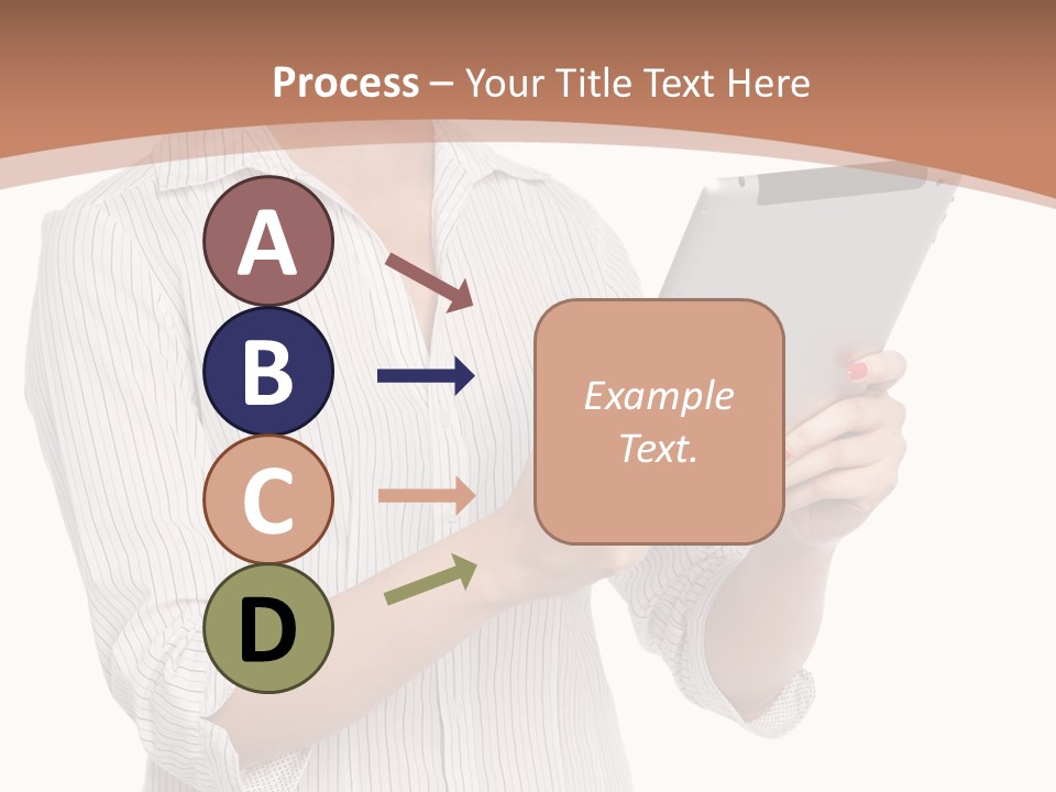 A Woman Holding A Tablet Computer In Her Hands PowerPoint Template