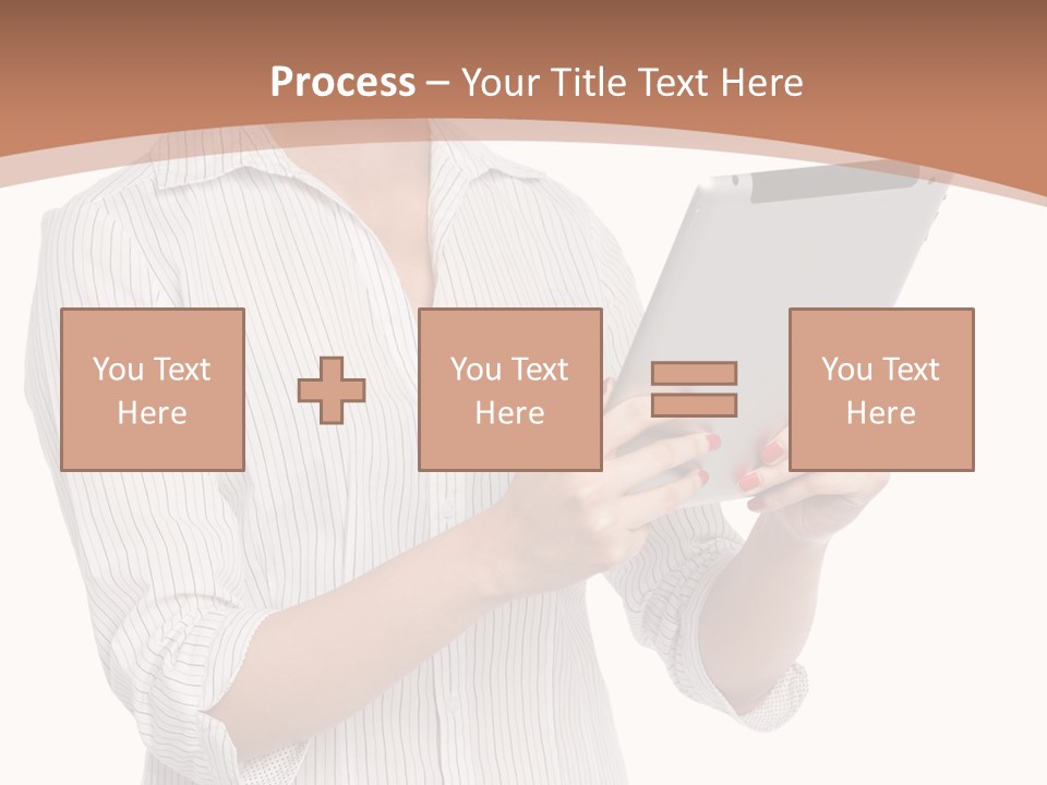 A Woman Holding A Tablet Computer In Her Hands PowerPoint Template